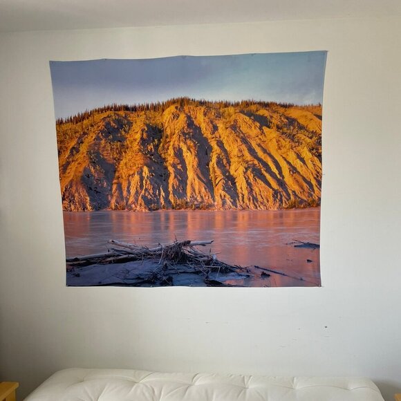 FINE ART AMERICA TAPESTRY Clay Cliff Yukon River Dawson City S. Pietzko 50"x59" - Picture 1 of 12